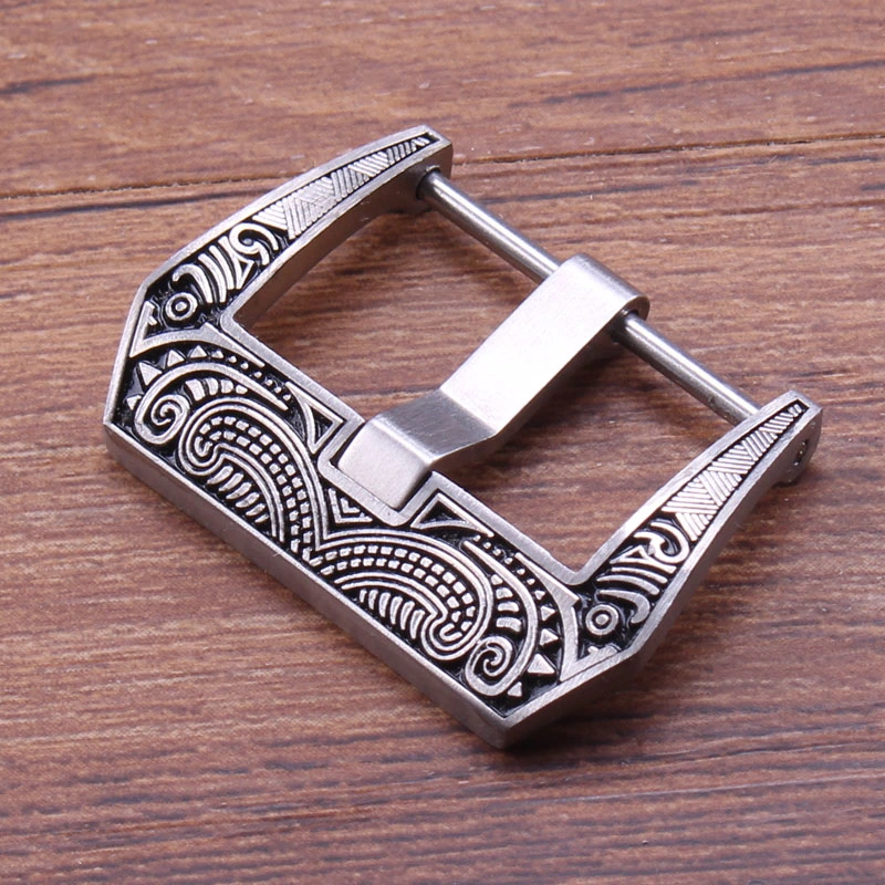 20 22MM Vintage carved stainless steel buckle