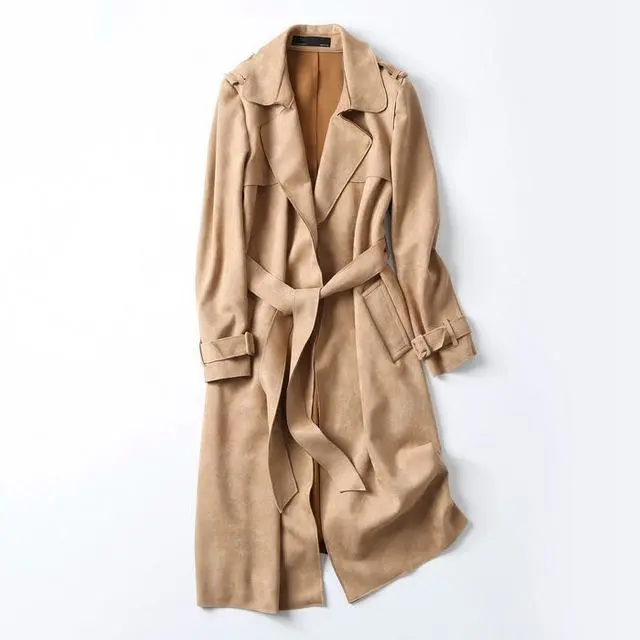 Long Trench Front Tie Coat