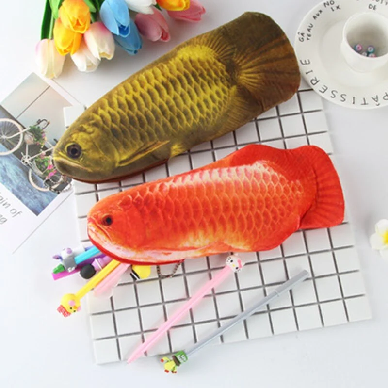 Simulation Arowana Plush Pencil Case