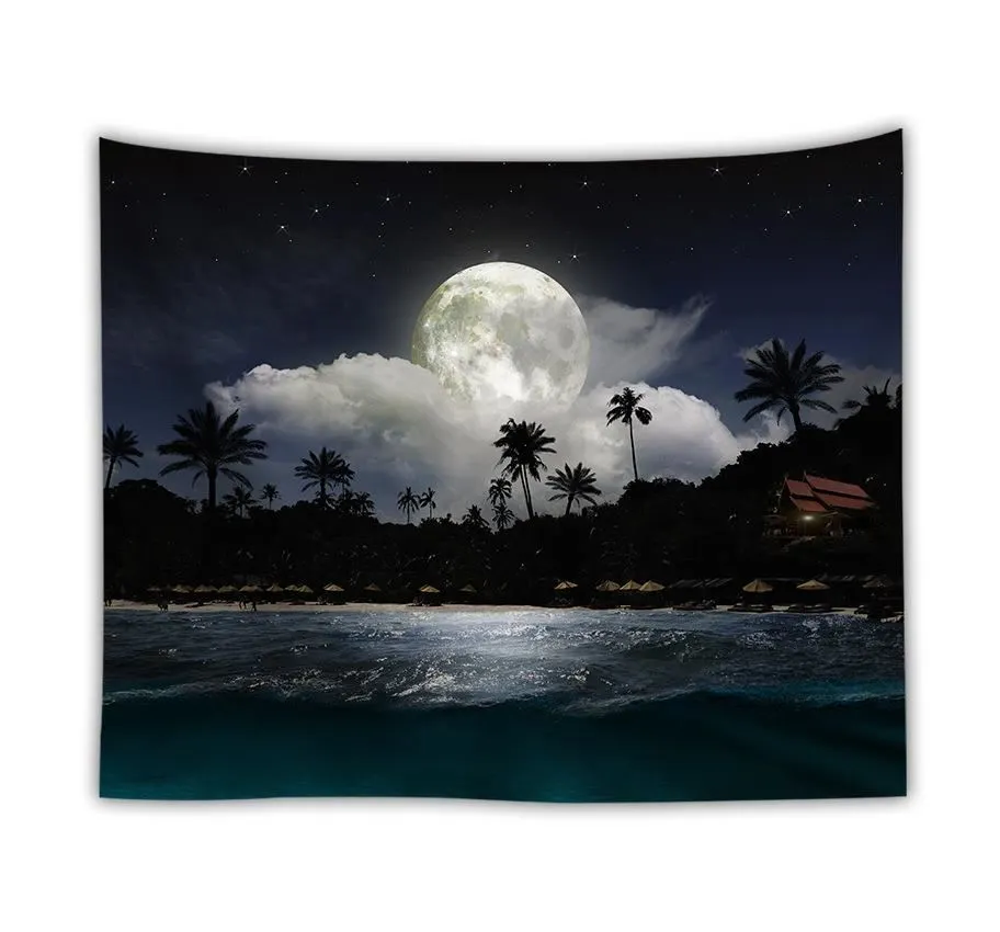 Ocean moon tapestry nature dorm decor wall tapestry