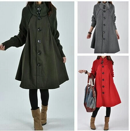 Windbreaker thickening Solid color woolen coat loose warm coat