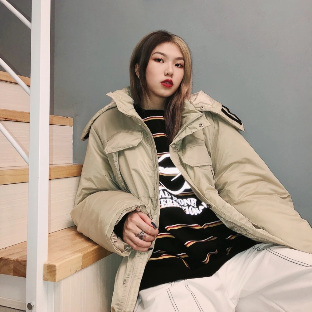 Dark cotton hooded trench coat