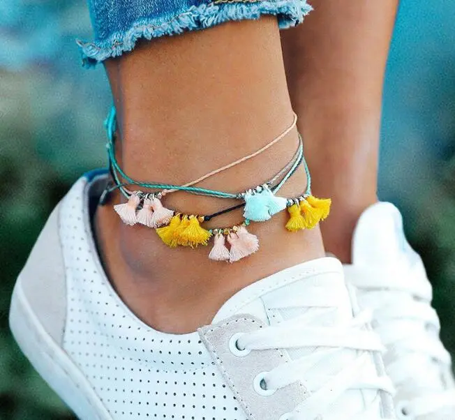 Vintage Multicolor Adjustable Rope Chain Anklet