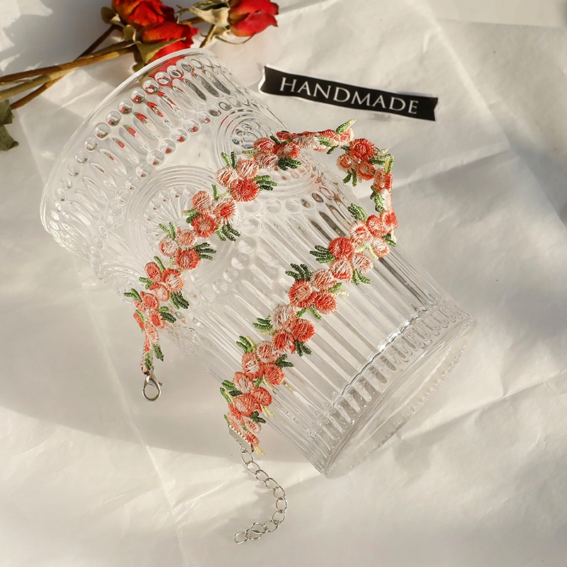 Female pink flower choker collar