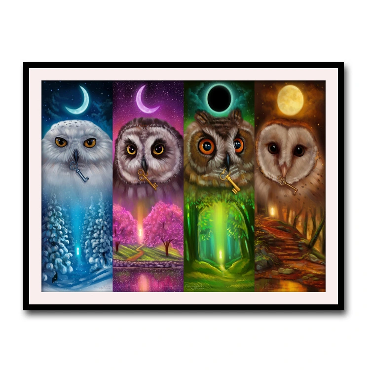 Cross Stitch Four Seasons Owl Living Room Decoration Painting