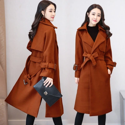 Women's mid-length woolen coat