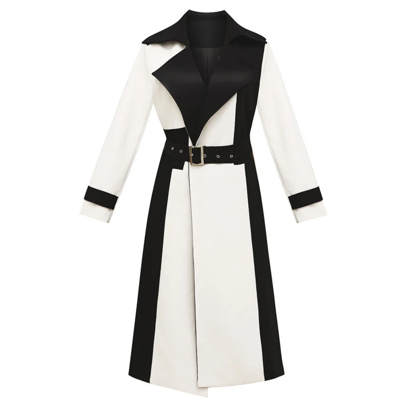 Women's lace-up long woolen coat