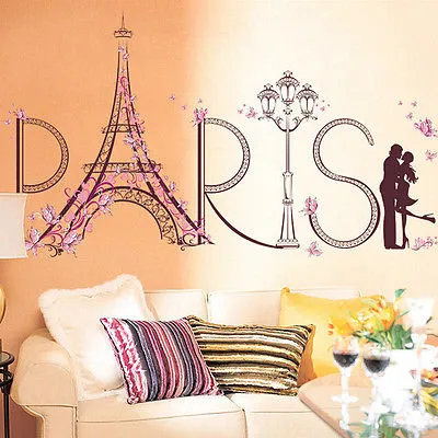 Romantic Paris Tower Background Sticker