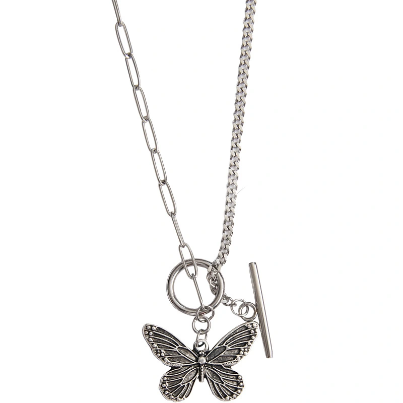 Butterfly necklace distressed bracelet