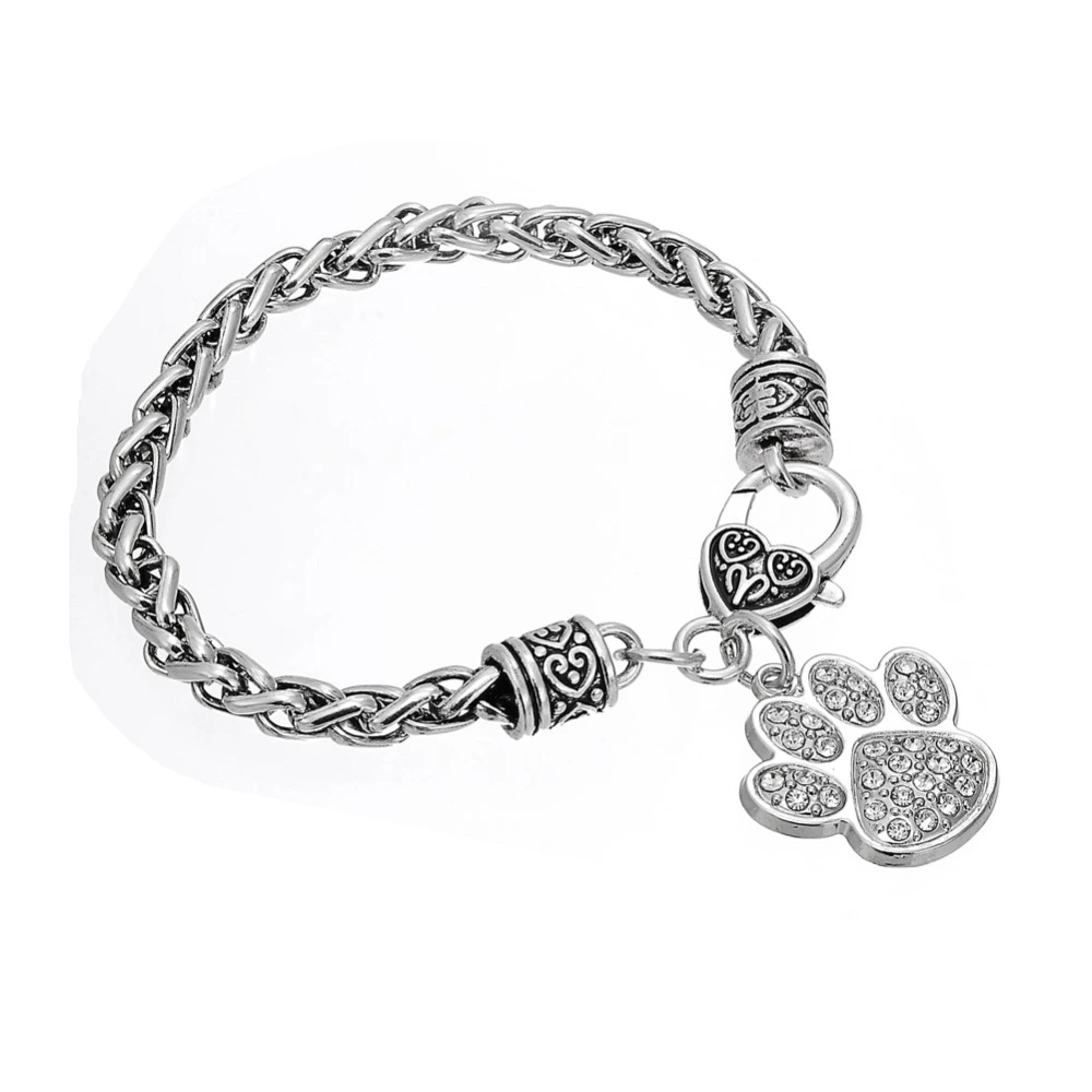 Cartoon animal footprints paw print pendant bracelet