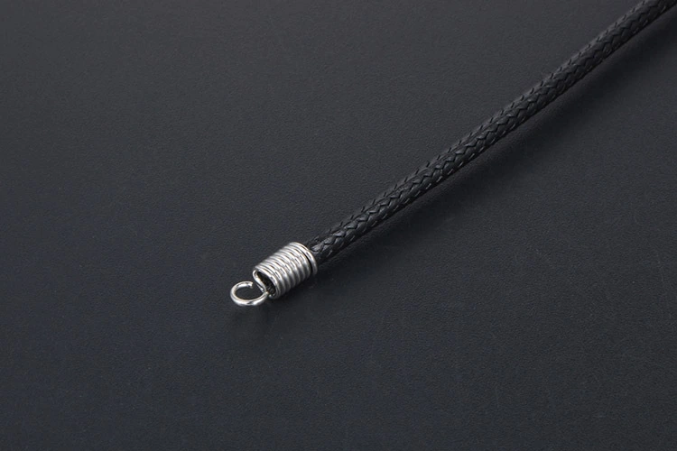 Black Woven Linen Wax Rope Necklace