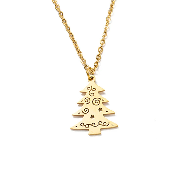 Titanium steel Christmas tree men's necklace