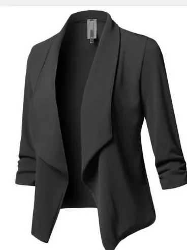Slim long sleeved pleated solid color versatile small blazer