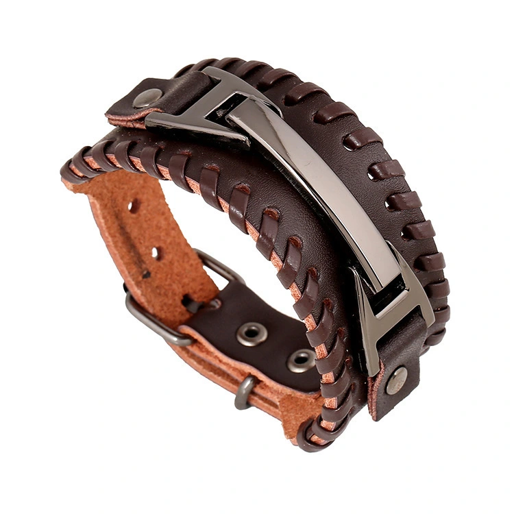 Leather wide bracelet punk alloy accessories men's leather bracelet