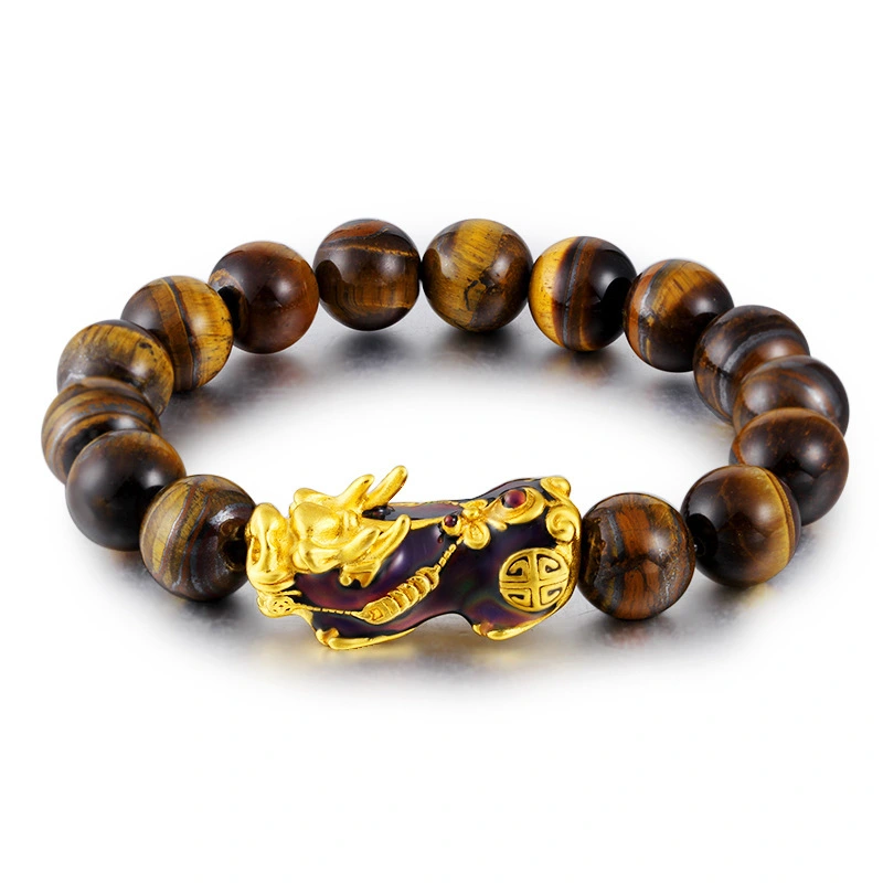 Natural yellow tiger eye discoloration sand gold bracelet