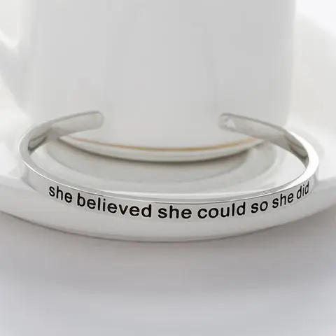 She Believed She Could So She Did Cuff Bangle