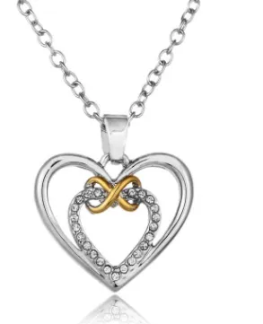 Foreign trade hot fashion rhinestone heart-shaped bow necklace female sweater chain jewelry factory price direct sales