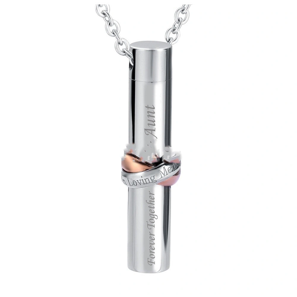 Stainless Steel Cylindrical Ashes Necklace Pendant