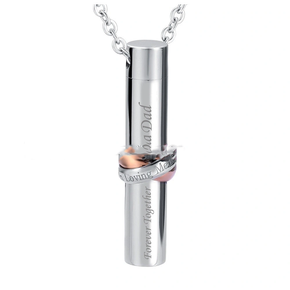 Stainless Steel Cylindrical Ashes Necklace Pendant