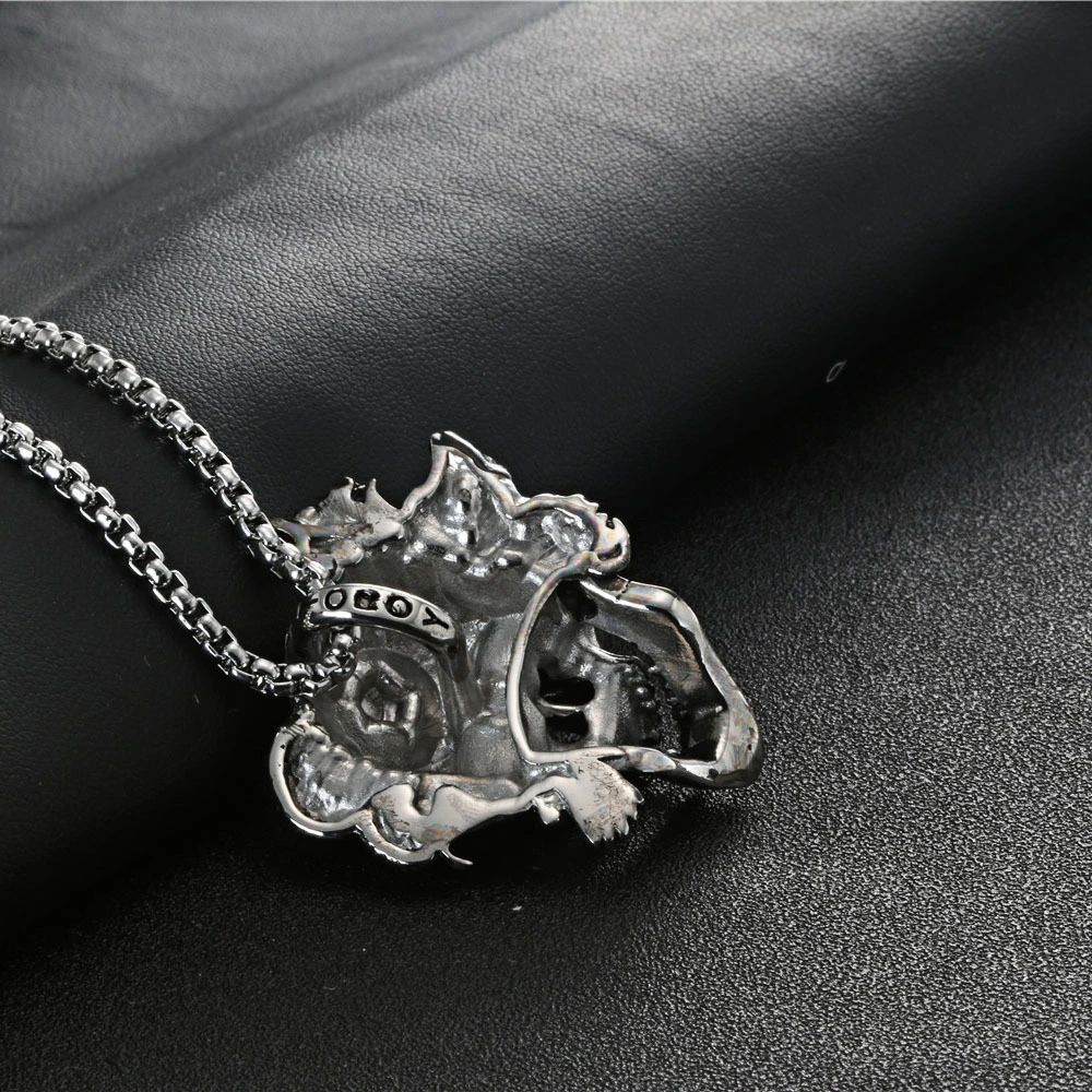 Vintage Titanium Steel Crown Skull Pendant