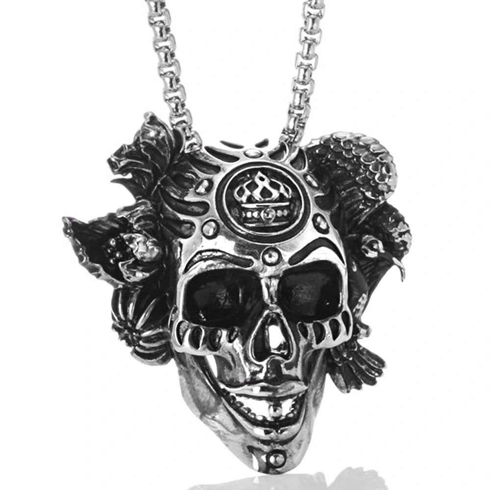 Vintage Titanium Steel Crown Skull Pendant