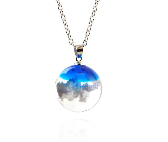 Moon resin pendant clavicle necklace