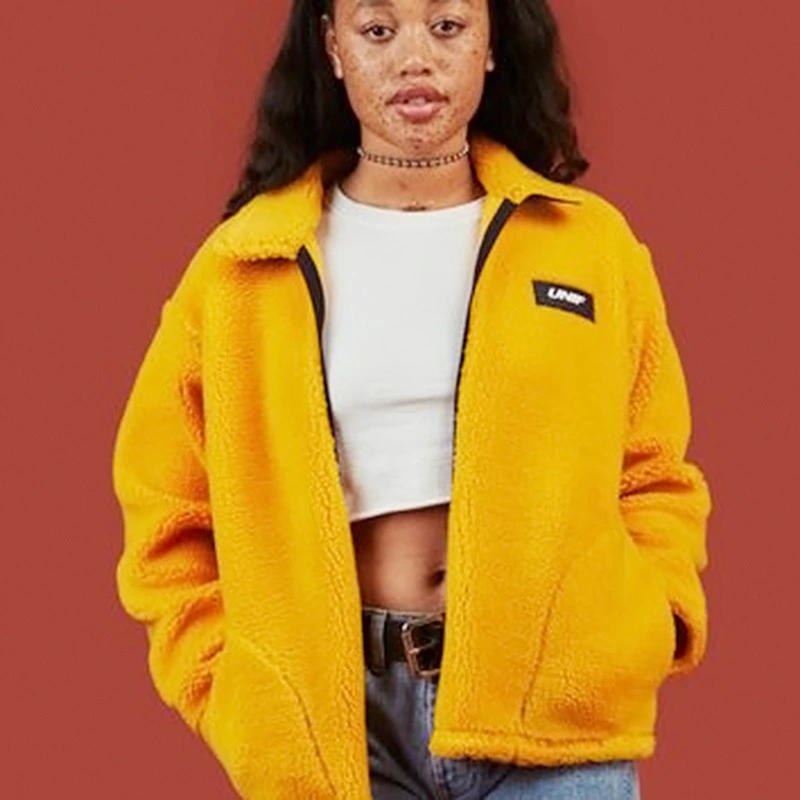 Street Teddy Bear Turmeric Plush Women's Jacket