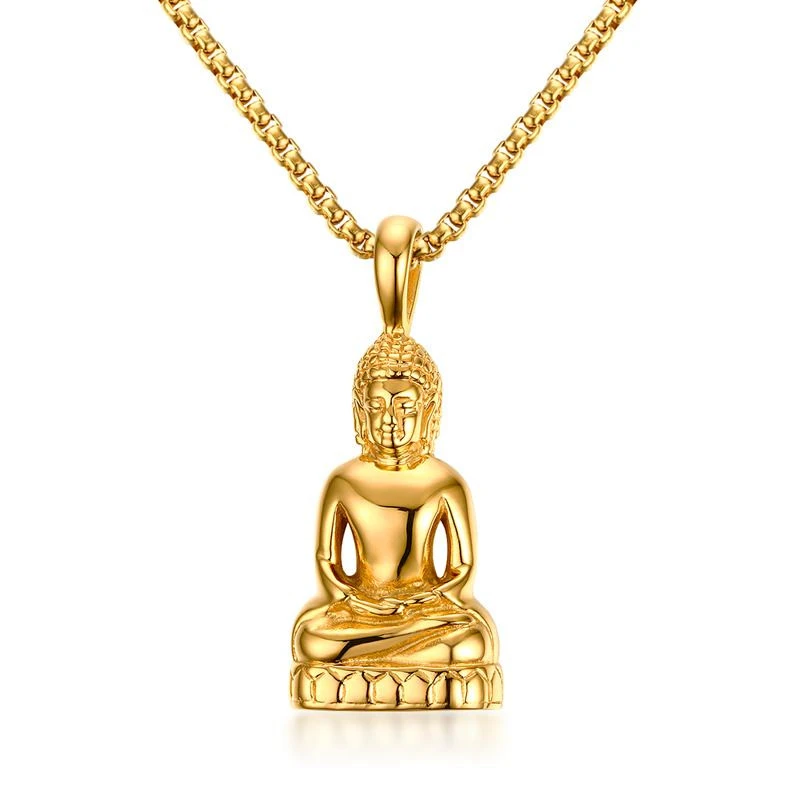 Stainless steel Buddha pendant necklace