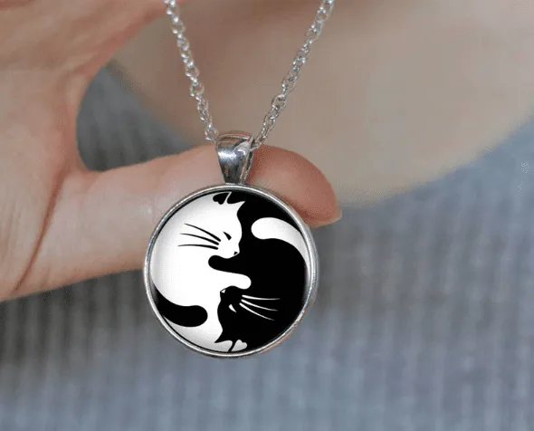 Collier Pendentif Chat Ying & Yang