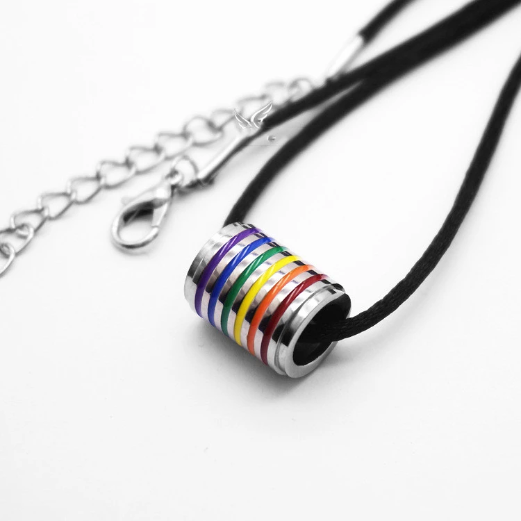 Rainbow Pendant Titanium Steel Necklace