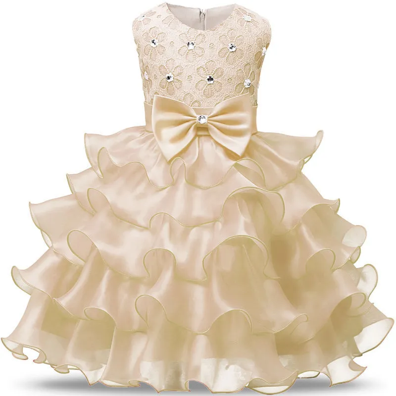 Girls' sleeveless pompous princess dress children's wedding dress performance dress