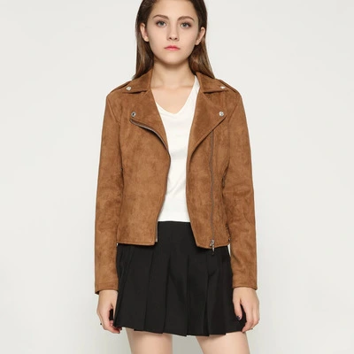 Wish 2021 autumn and winter new lapel, slanted zipper, female suede jacket