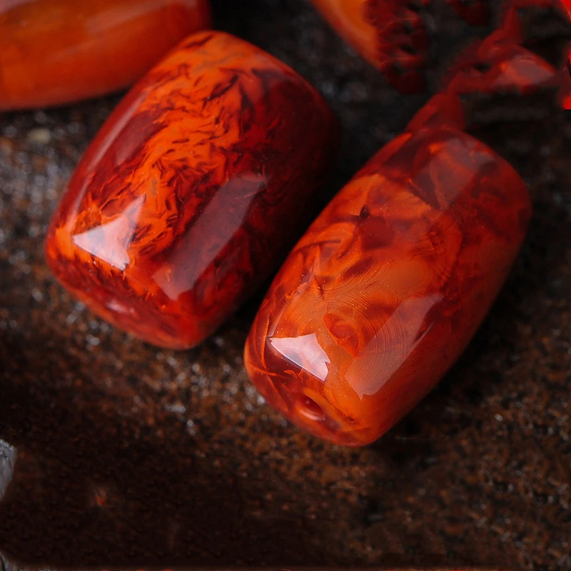 Natural Southern Red Agate Barrel Beads