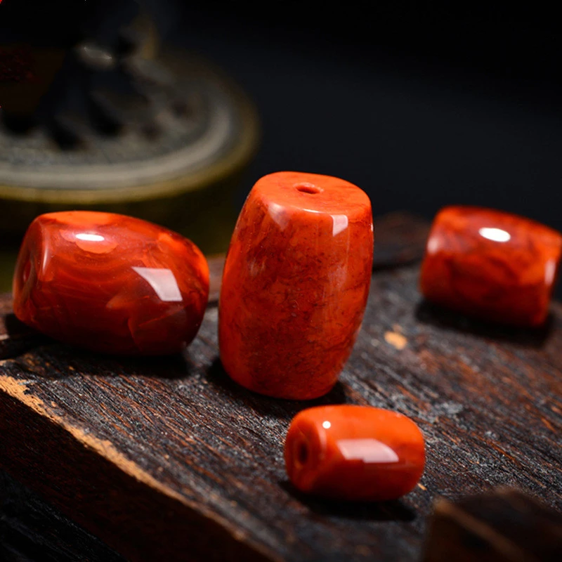 Natural Southern Red Agate Barrel Beads