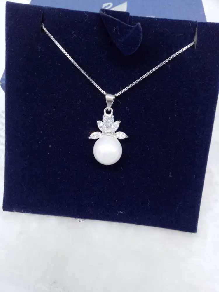 Ladies Pearl Sterling Silver Necklace Pendant