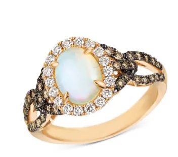 European and American style moonstone ladies ring geometric line shape alloy crystal jewelry
