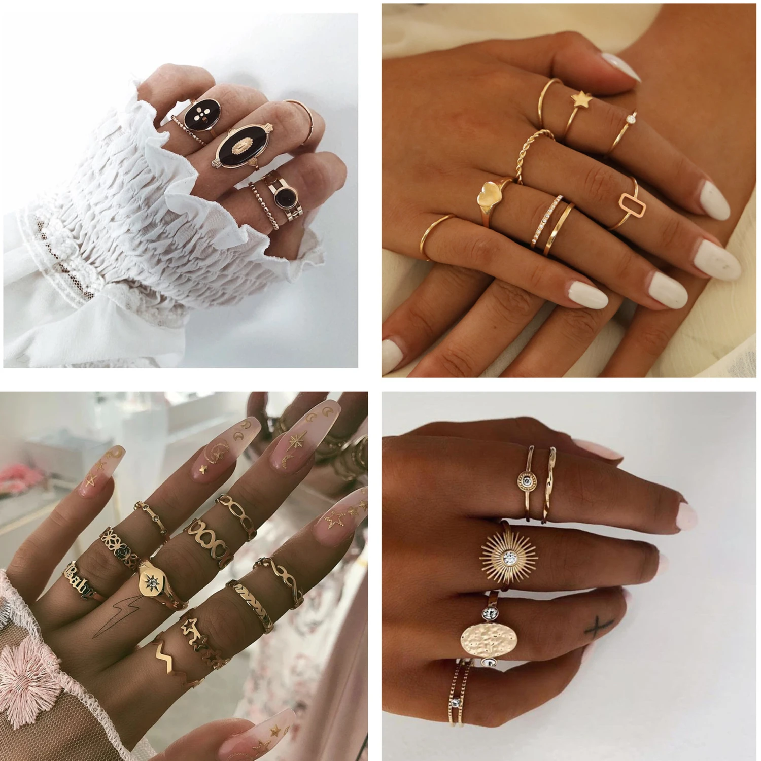 Simple Multi-Piece Geometric Star Diamond Ring