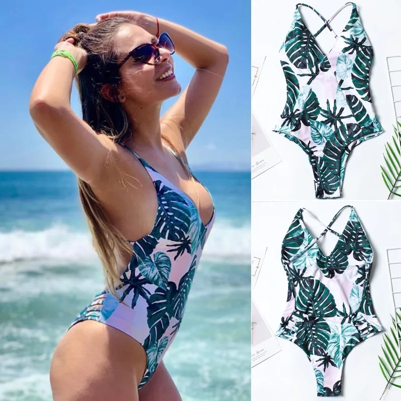 Leaf print bikini