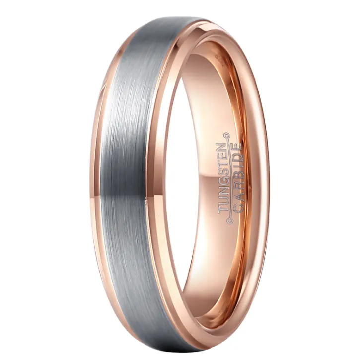 Fine Brushed Rose Gold Tungsten Ring