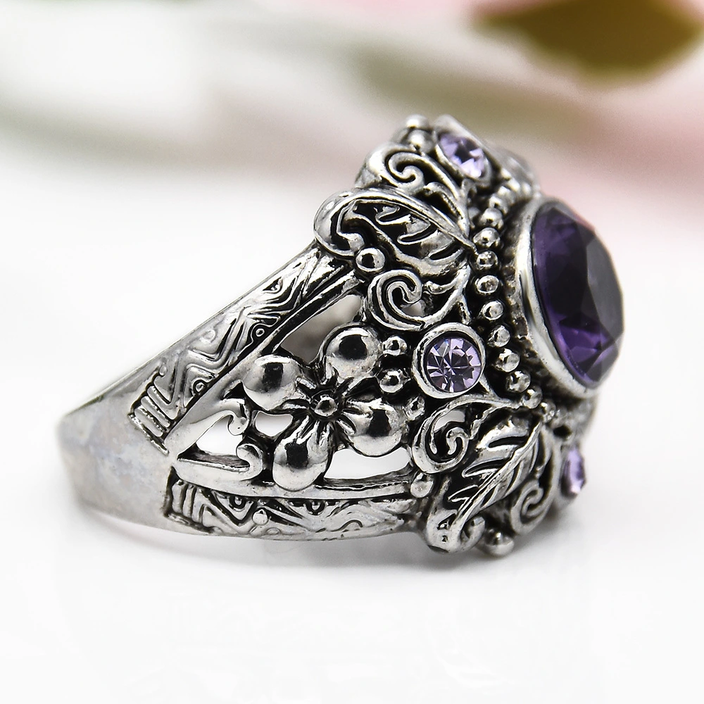 Carved amethyst ring