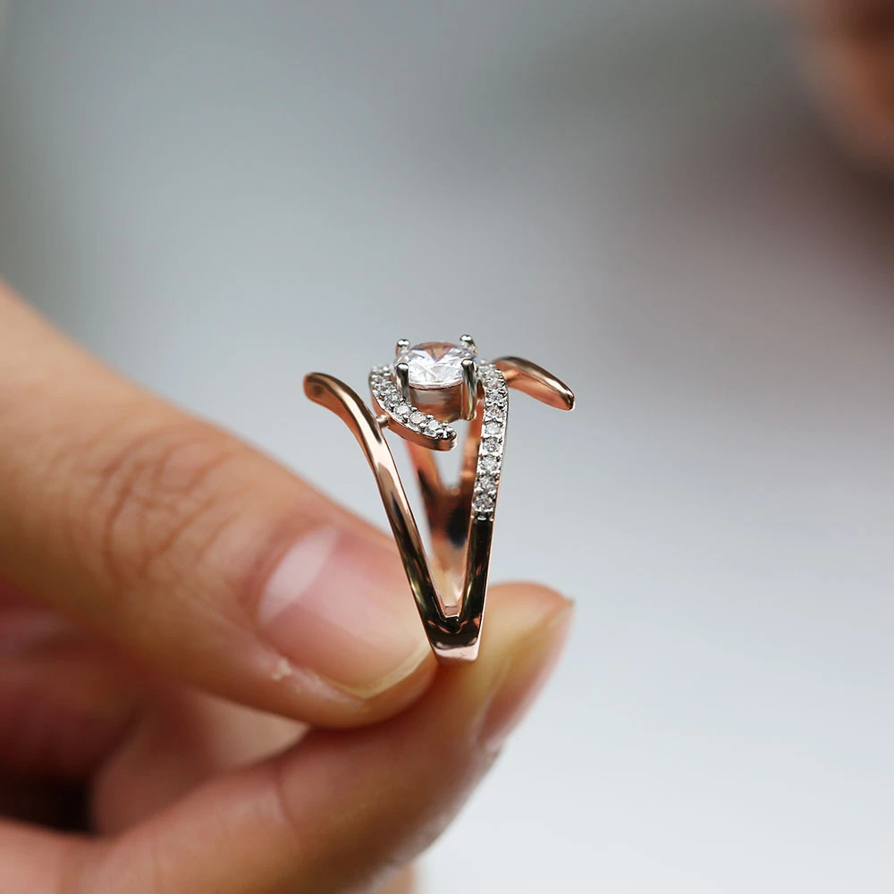 Copper plated rose gold color ring Fashion lady ring jewelry