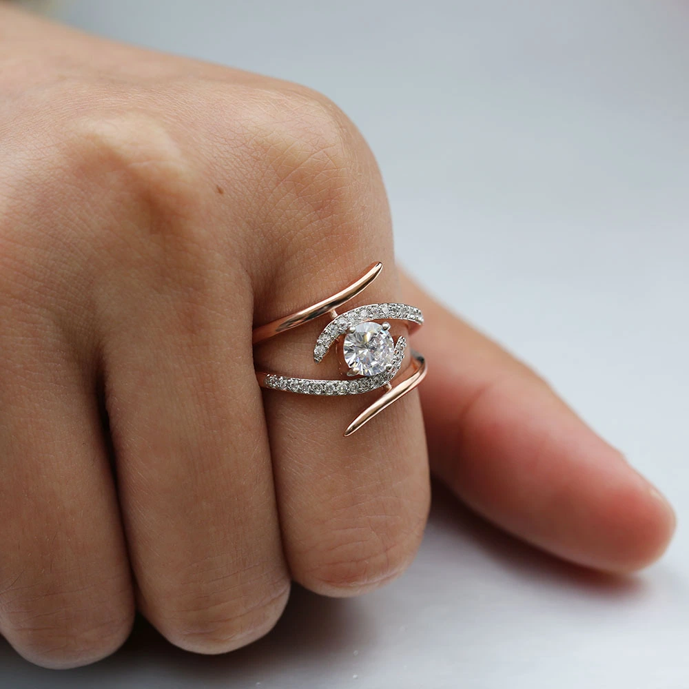Copper plated rose gold color ring Fashion lady ring jewelry