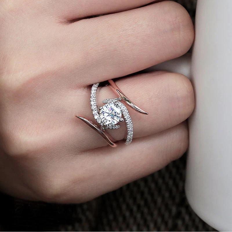 Copper plated rose gold color ring Fashion lady ring jewelry