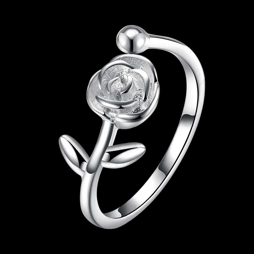 Beautiful rose tail ring sterling silver ring