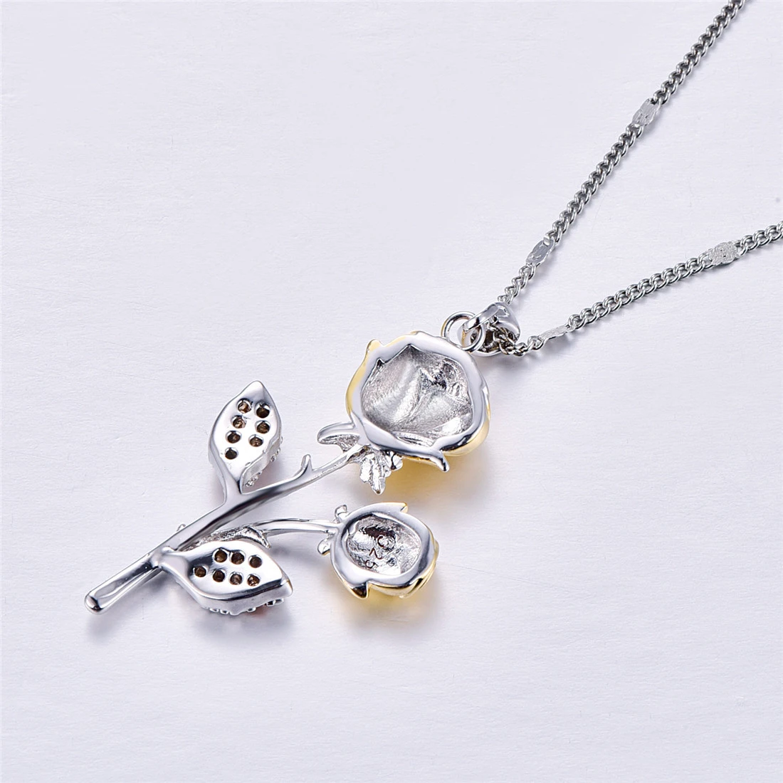 Golden Rose Flower Pendant Necklace