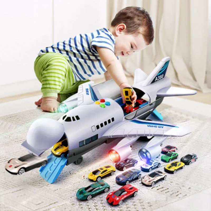 Early education sound and light track toy airliner