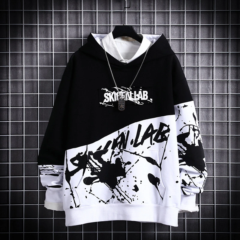 Hip hop print hooded sweatshirt