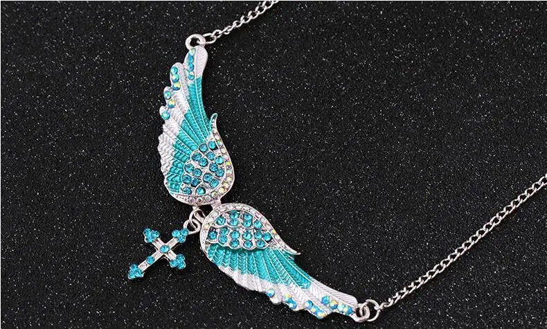 Angel Wings Wings Pendant Necklace Cross Long Sweater Chain