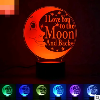 new LOVE moon 3D night light Smart home table lamp Energy-saving LED lamp