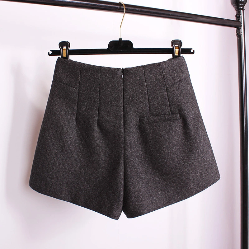 Autumn and winter shorts high waist woolen shorts wide leg pants